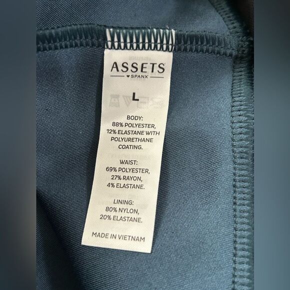 Assets by Spanx Faux Leather Shaping Leggings Pants Sea Blue - Picture 9 of 10